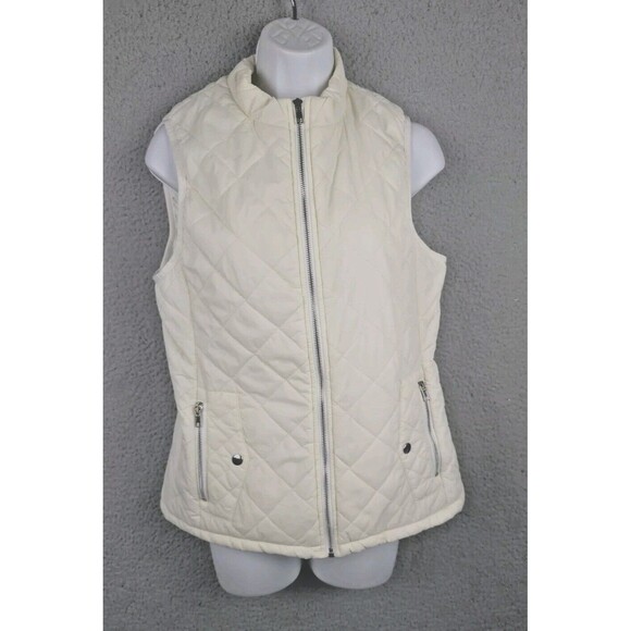Argstar Jacket Vest Womens S White Quilted Lightweight Puffer Style Zip Pockets - Picture 1 of 16